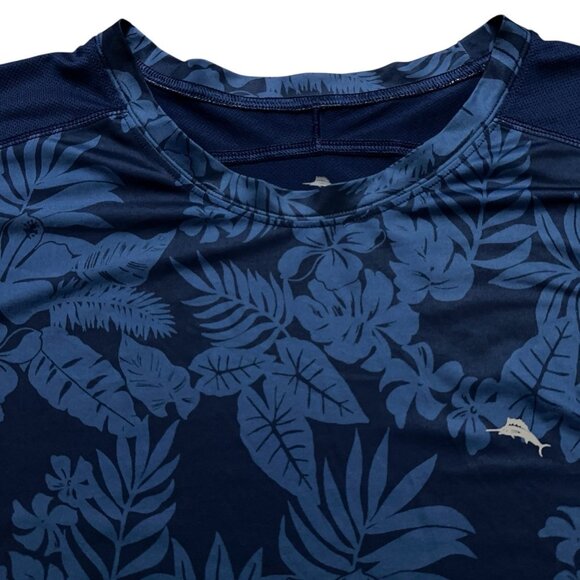 Tommy Bahama T-Shirt Mens 2XL Short Sleeve Performance Tech Stretch Floral Blue - Picture 2 of 5